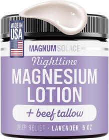 Nighttime Magnesium Lotion with Beef Tallow by Magnum Solace, 5 oz Lotion - Lavender