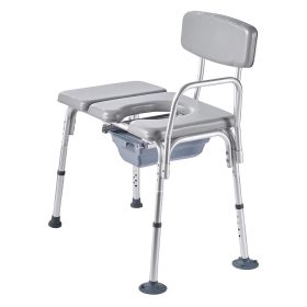 Bedside Commode Chair, 500 lbs Weight Capacity, 4-in-1 Portable Toilet and Raised Toilet Seat with Padded Seat and Backrest, Detachable 5L Bucket