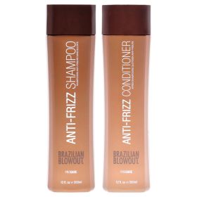 Anti Frizz Shampoo and Conditioner Kit by Brazilian Blowout for Unisex - 2 Pc Kit 12oz Shampoo, 12oz Conditioner