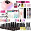 Gel Nail Kit 16pcs with 18LED Nail Lamp Complete Manicure Tool Set Multiple Colors Suitable for Professionals and Beginners Home Nail Salon Set
