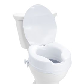 Raised Toilet Seat, 4" Height Raised, 300 lbs Weight Capacity, Universal Toilet Seat Riser, Screw Rod Locking, with Toilet Seat, for Elderly, Handicap