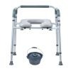 Commode Chair, Bedside Commode with Padded Seat and Arms, 7-Level Adjustable Height, 5.8L Removable Bucket, Easy to Assemble, 350 LBS Capacity
