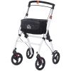 HOMCOM Upright Walker Rollator, Rolling Walker with Storage Bag, Tray, Dual Brakes, Adjustable Height, for Seniors, White