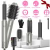 6 In 1 Hot Air Styler Volumizer Straightener Curler Dryer Automatic Wrap Styler Hair Dryer Brush Set with 3 Temp Settings ALCI Plug Glove Cable Zip Ti