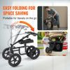 Folding Knee Scooter, Carbon Steel Steerable Knee Walker with Height-Adjustable Handlebar & Knee Pad, 12" All-Terrain Wheel, Dual Brakes