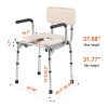 Commode Chair, Bedside Commode with Padded Seat, Drop-Down Arms, 7-Level Adjustable Height, 5.8L Removable Bucket, Easy to Assemble, 350LBS Capacity