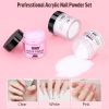 Professional Acrylic Nail Kit, with Pink Nail UV LED lamps, Acrylic Powders, Base Top Coat, Nail Tips, Rhinestones