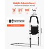 Bed Rail for Elderly, Bedside Assist Rails with PU Handrail, Adjustable Height Pipe Bedside Cane