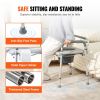Commode Chair, Bedside Commode with Padded Seat and Arms, 7-Level Adjustable Height, 5.8L Removable Bucket, Easy to Assemble, 350 LBS Capacity