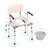 Commode Chair, Bedside Commode with Padded Seat, Drop-Down Arms, 7-Level Adjustable Height, 5.8L Removable Bucket, Easy to Assemble, 350LBS Capacity