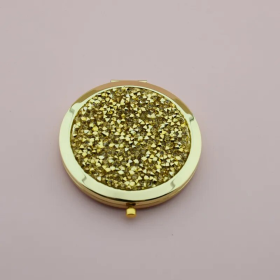 Crystal Double-Sided Portable Mini Mirror (Color: Rose Gold/Silver)