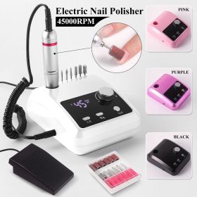 New 45000RPM Nail Drill Machine Cutters Professional Electric Nails Sander File for Gel Nails Polishing For Home Manicure Salon (Color: White)