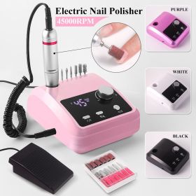 New 45000RPM Nail Drill Machine Cutters Professional Electric Nails Sander File for Gel Nails Polishing For Home Manicure Salon (Color: Pink)