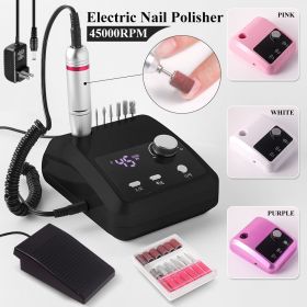 New 45000RPM Nail Drill Machine Cutters Professional Electric Nails Sander File for Gel Nails Polishing For Home Manicure Salon (Color: Black)