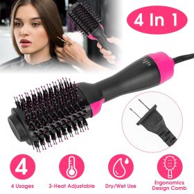 Hot Hair Brush 4 In 1 Hair Dryer Volumizer Brush Dryer Comb For Straightening Curling Drying (Color: As Shown)