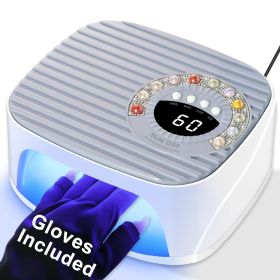 Limegirl UV LED Nail Lamp for Gel Polish, Rechargeable Gel Nail Dryer with UV Gloves, UV Nail Light with 4 Timer Setting and Auto Sensor (Color: Grey)