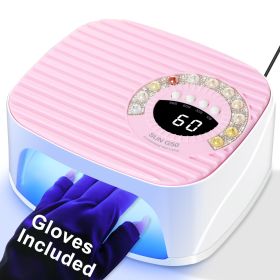 Limegirl UV LED Nail Lamp for Gel Polish, Rechargeable Gel Nail Dryer with UV Gloves, UV Nail Light with 4 Timer Setting and Auto Sensor (Color: Pink)