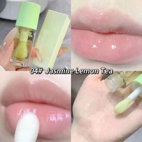 Water Light Lip Gloss Moisturizer Transparent Jelly Mirror Fruit Crystal Lip Oil Clear Hydrating Plumping Korean Lip Care Makeup (Color: 04-Jasmine Lemon)