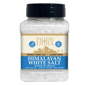 Himalayan White Salt by Pride Of India - 1lb - Rarest & Enriched W/84+ Natural Minerals- Low Sodium- Mineral Rich Nutrition and Enhanced Taste- Health (size: 1 Lbs, Texture: Coarse Grind)