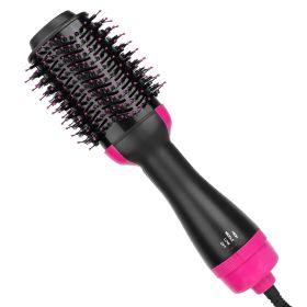 Hot Hair Brush 4 In 1 Hair Dryer Volumizer Brush Dryer Comb For Straightening Curling Drying (Color: Black & Pink)