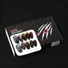 Love Scratch 10PCs 'Trick Faces' Handmade Press-on Nails (size: L)