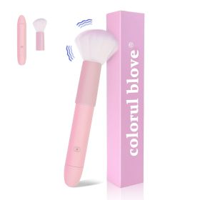 2-in-1 Massager and Makeup Brush Tool, 10 Vibration Modes Stimulator, Detachable Brush Head, Rechargeable Personal Massager, Waterproof Rinse-Friendly (Color: Pink)